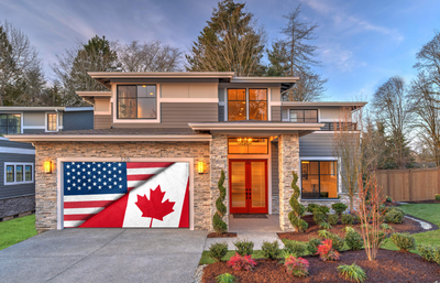 United States & Canada Flag Garage Door Cover