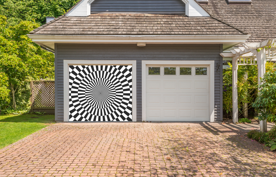 Abstrakt psykedelisk vektormotiv – garageportovertræk