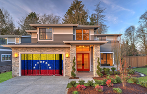 Venezuela Flag On Wooden Door Garage Door Cover