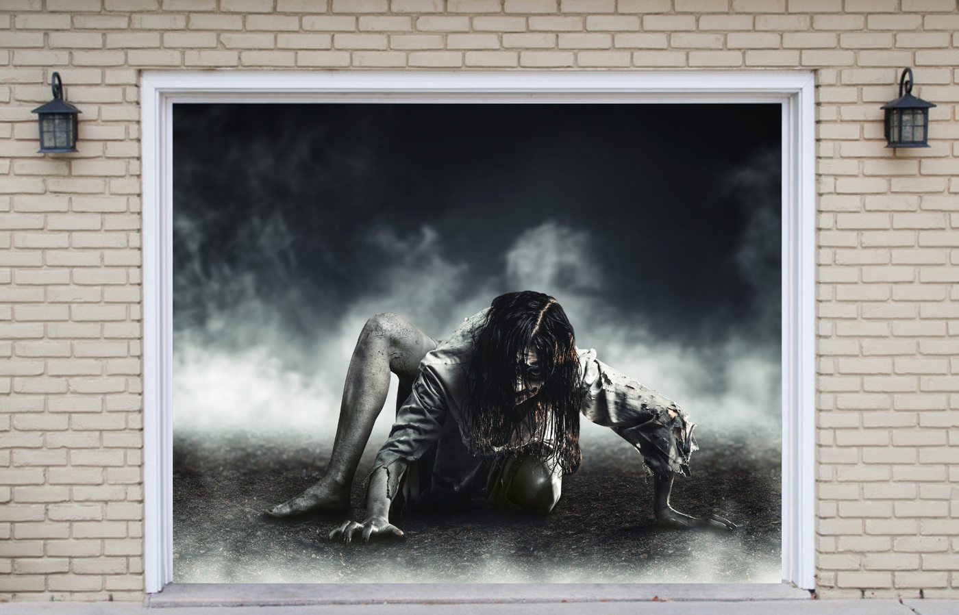 Witch Zombie Halloween Garage Door Cover Banner Backdrop